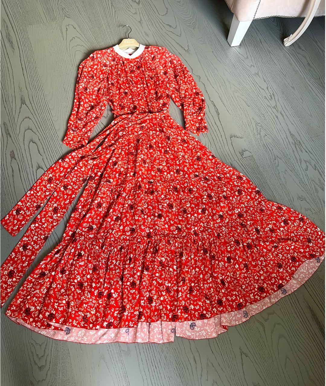 CHLOE Красное вискозное повседневное платье, фото 5