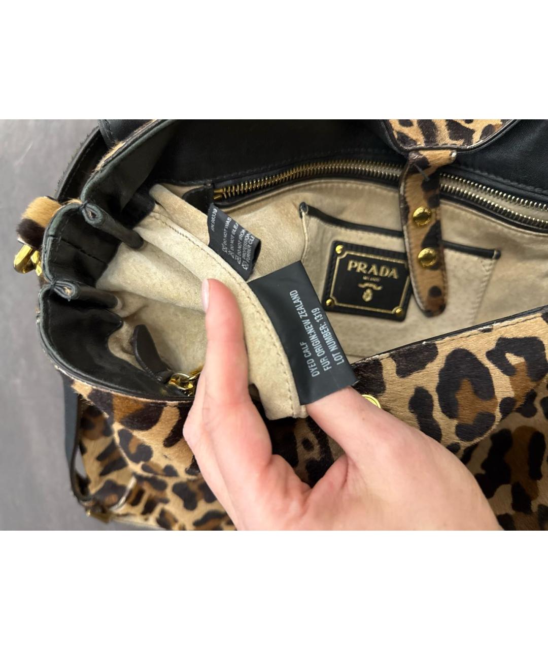 PRADA Коричневая сумка с короткими ручками из экзотической кожи, фото 6