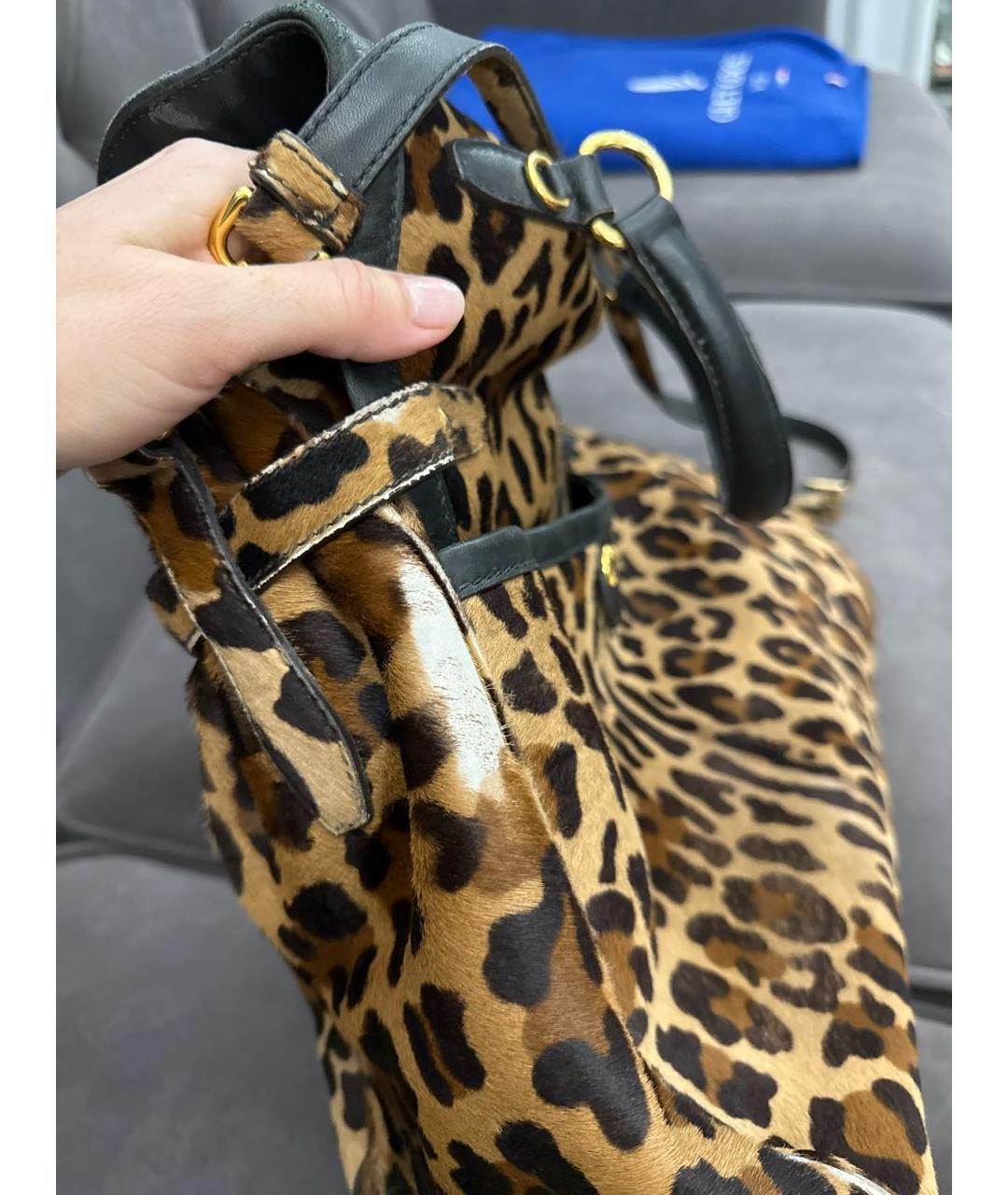 PRADA Коричневая сумка с короткими ручками из экзотической кожи, фото 7