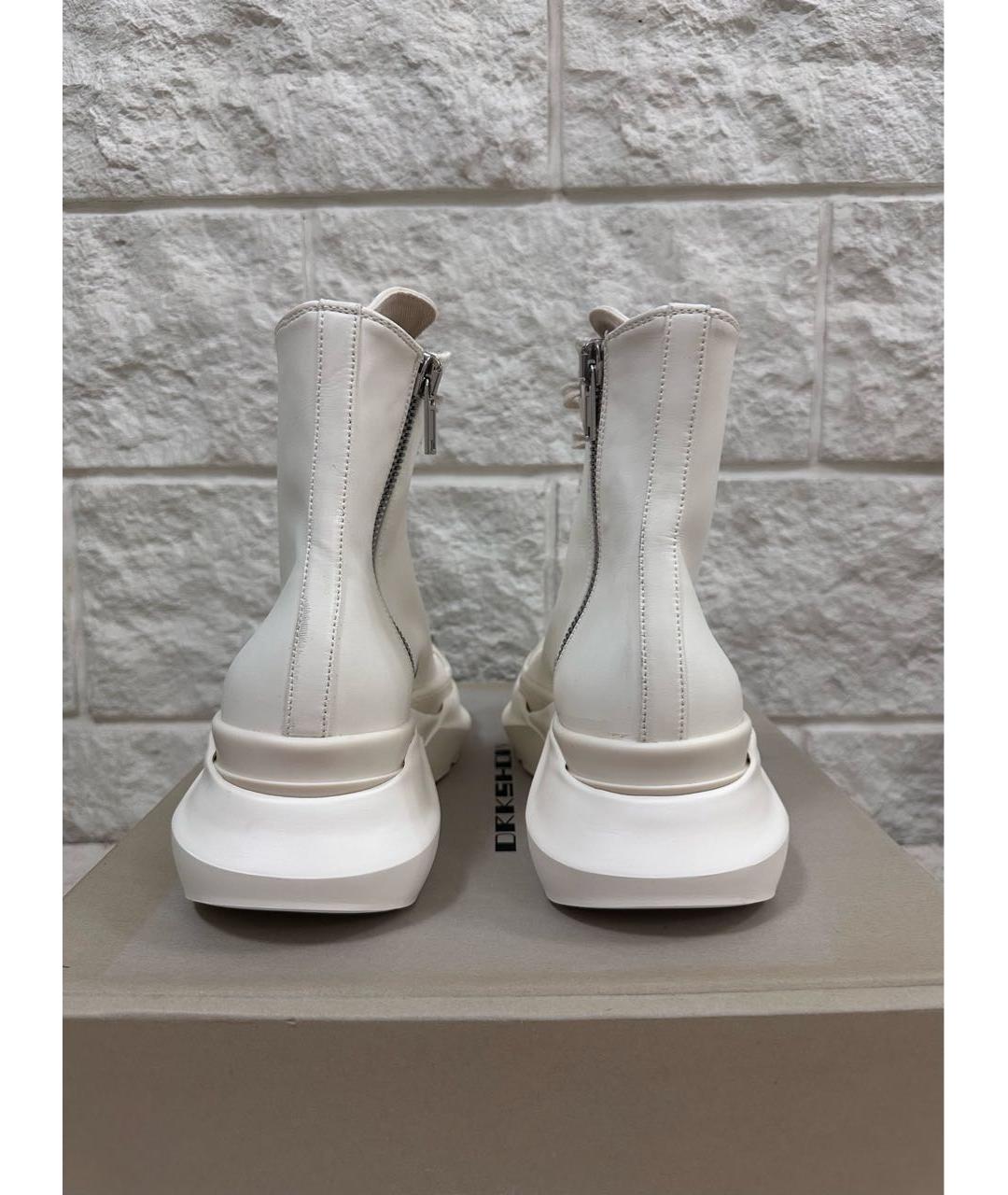 RICK OWENS DRKSHDW Белые кожаные высокие кроссовки / кеды, фото 3