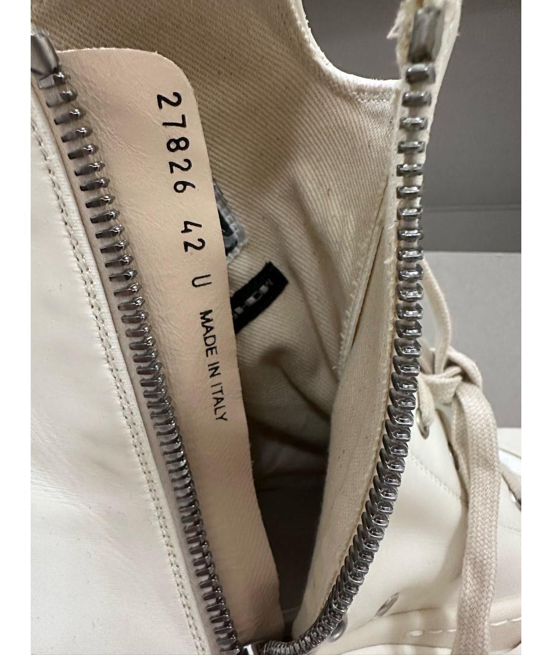 RICK OWENS DRKSHDW Белые кожаные высокие кроссовки / кеды, фото 6