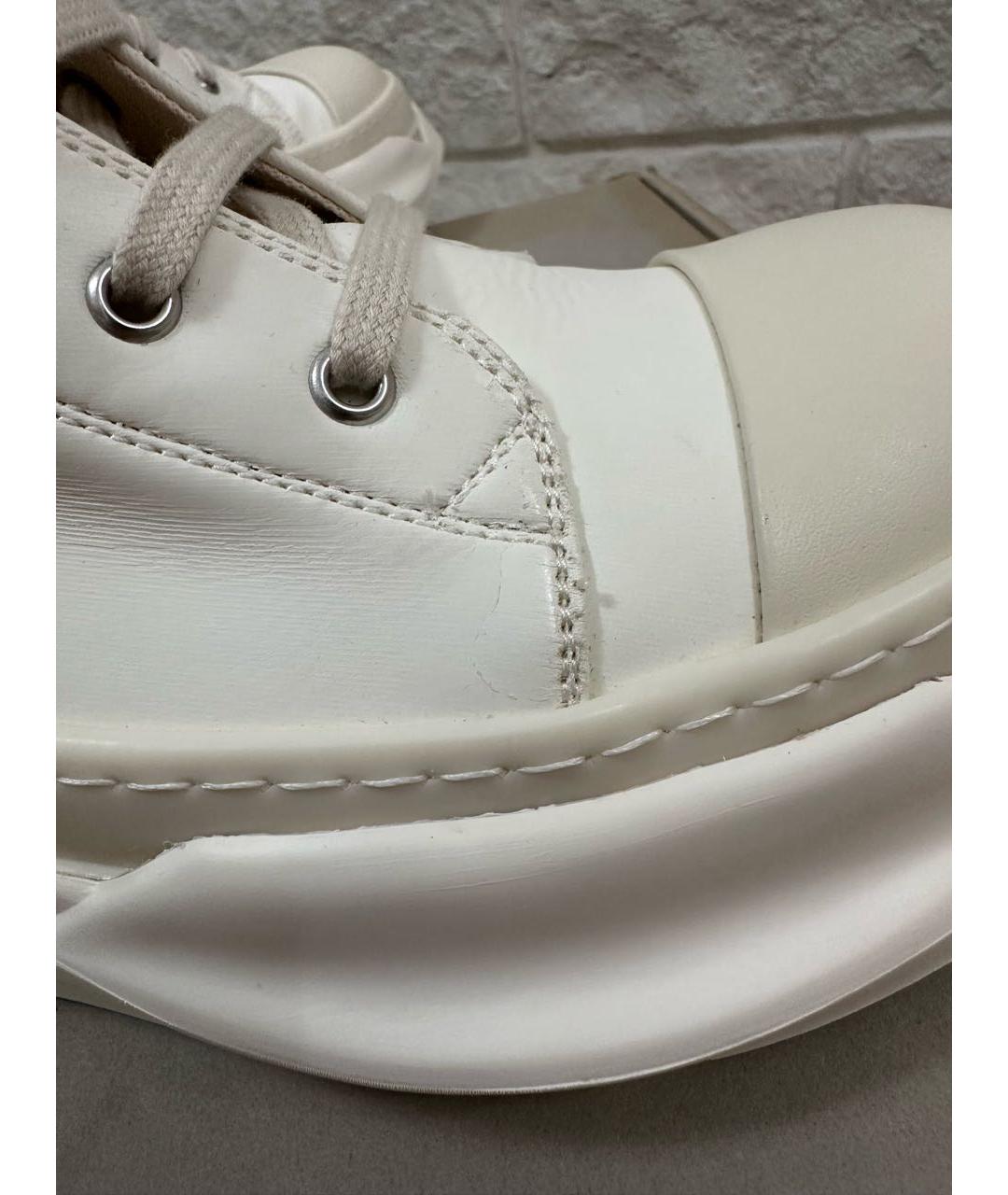 RICK OWENS DRKSHDW Белые кожаные высокие кроссовки / кеды, фото 8
