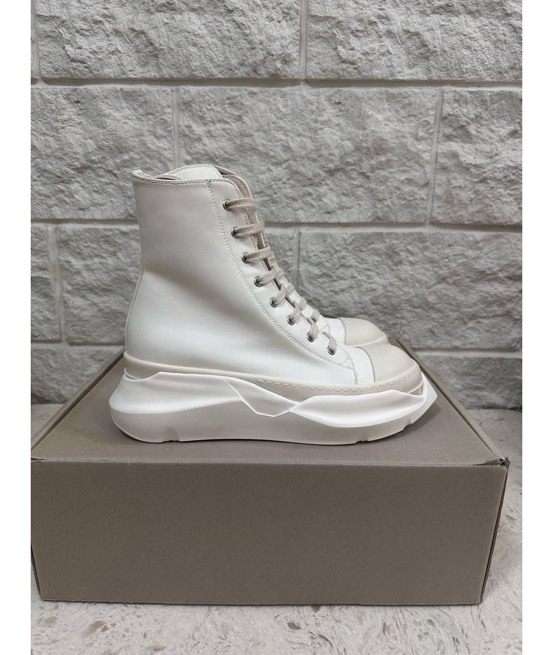 RICK OWENS DRKSHDW Белые кожаные высокие кроссовки / кеды, фото 9