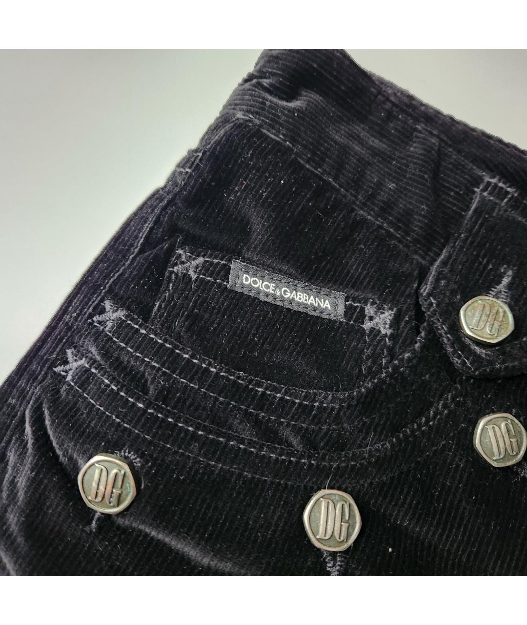 DOLCE&GABBANA Черные велюровые прямые брюки, фото 4