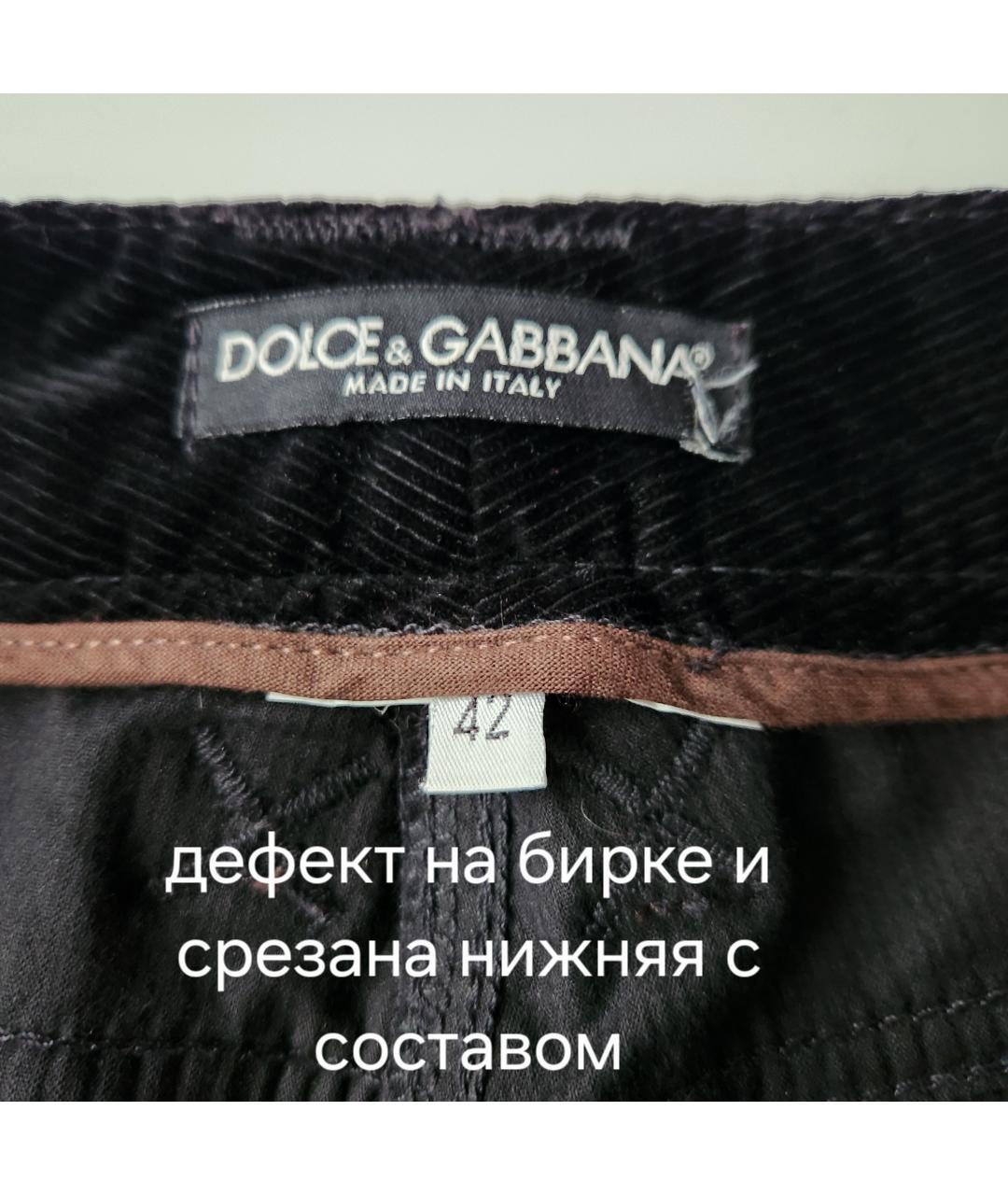 DOLCE&GABBANA Черные велюровые прямые брюки, фото 8