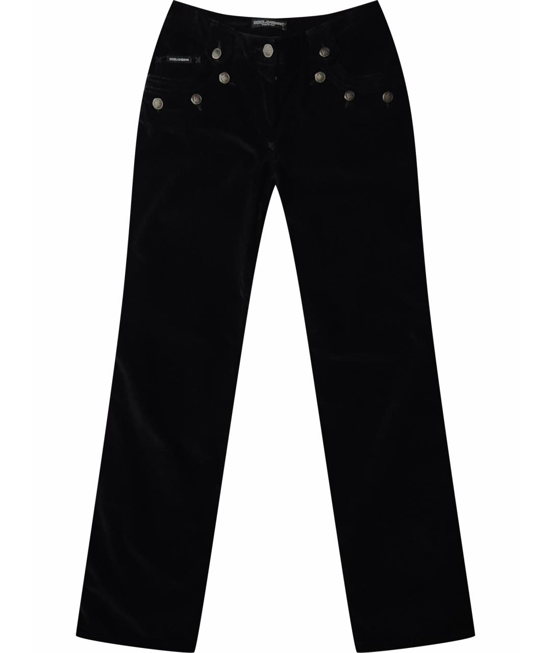 DOLCE&GABBANA Черные велюровые прямые брюки, фото 1