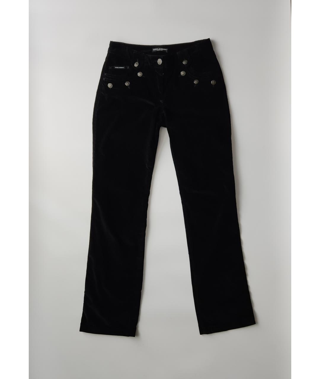 DOLCE&GABBANA Черные велюровые прямые брюки, фото 9