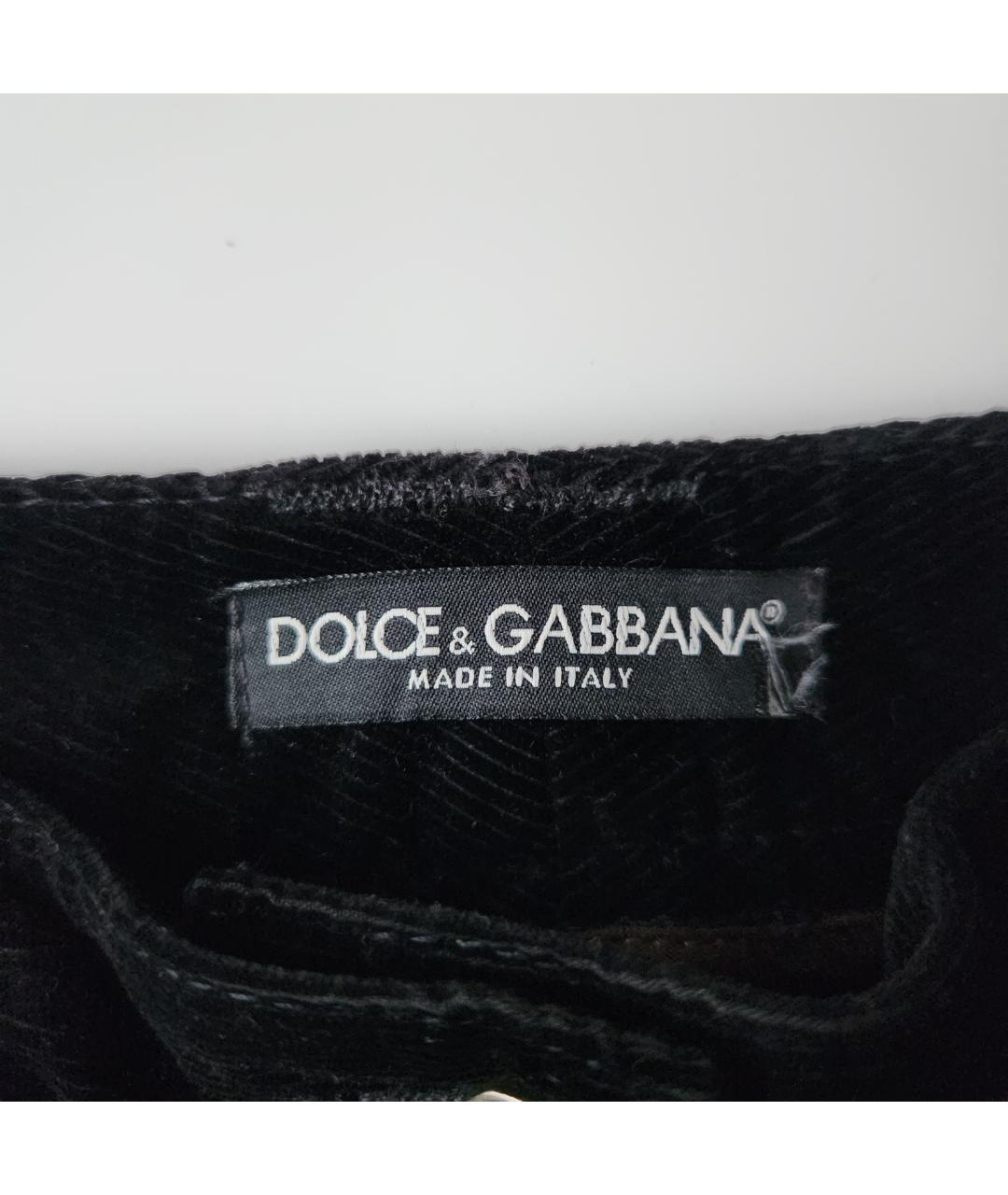 DOLCE&GABBANA Черные велюровые прямые брюки, фото 3