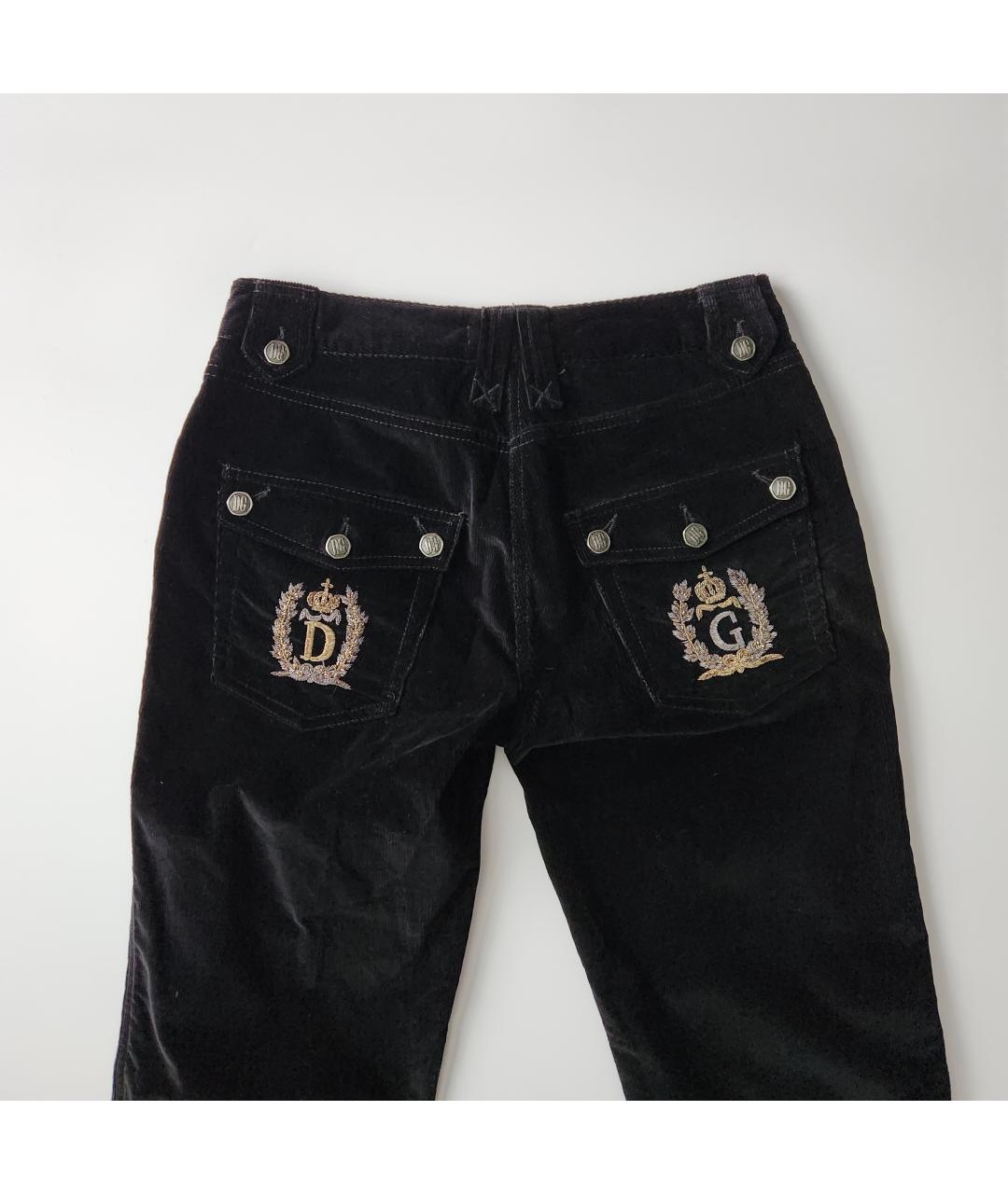 DOLCE&GABBANA Черные велюровые прямые брюки, фото 2
