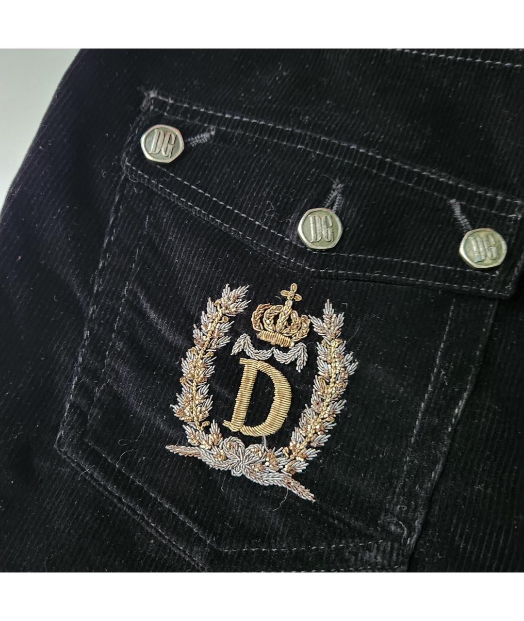 DOLCE&GABBANA Черные велюровые прямые брюки, фото 5