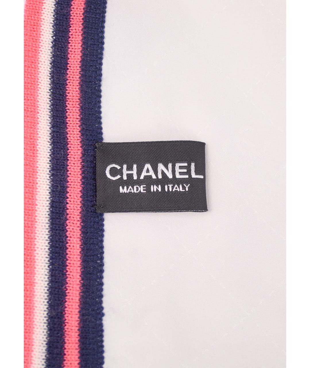 CHANEL Белый шелковый шарф, фото 3