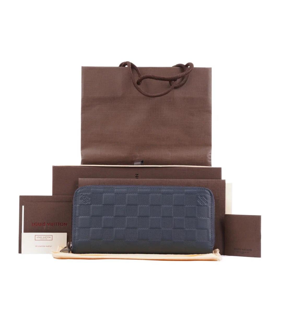 LOUIS VUITTON Темно-синий кожаный кошелек, фото 2