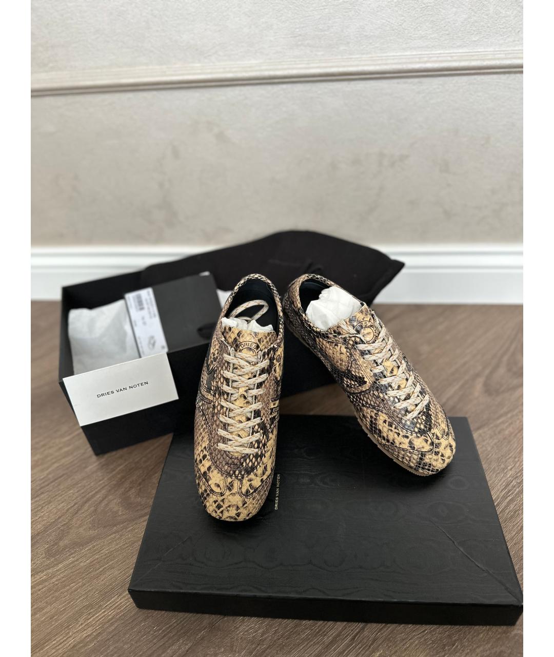 DRIES VAN NOTEN Бежевые кожаные кеды, фото 5