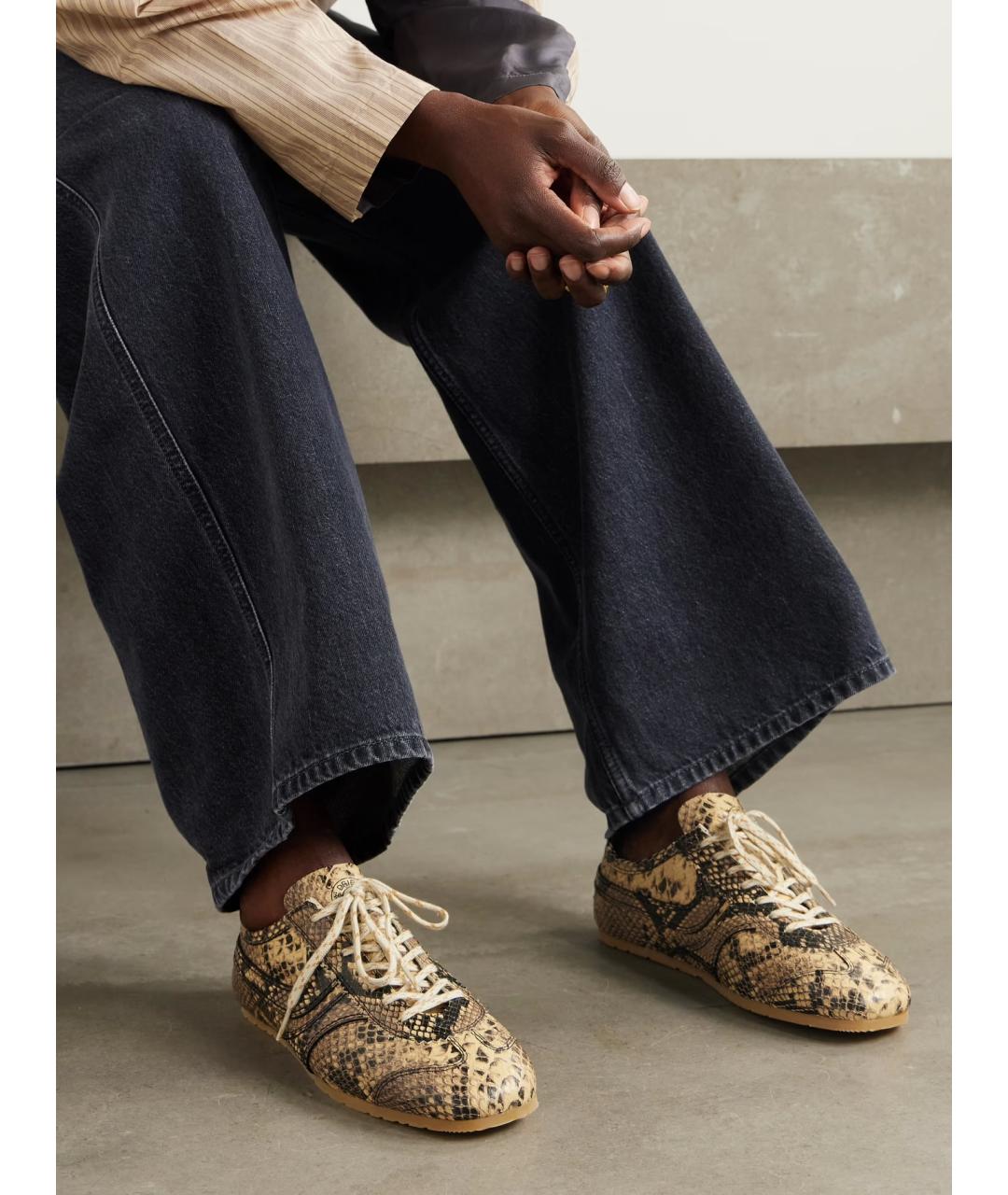 DRIES VAN NOTEN Бежевые кожаные кеды, фото 2
