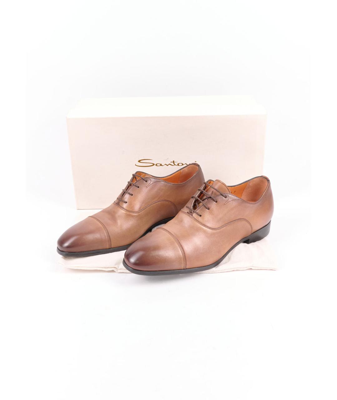 SANTONI Коричневые кожаные туфли, фото 3