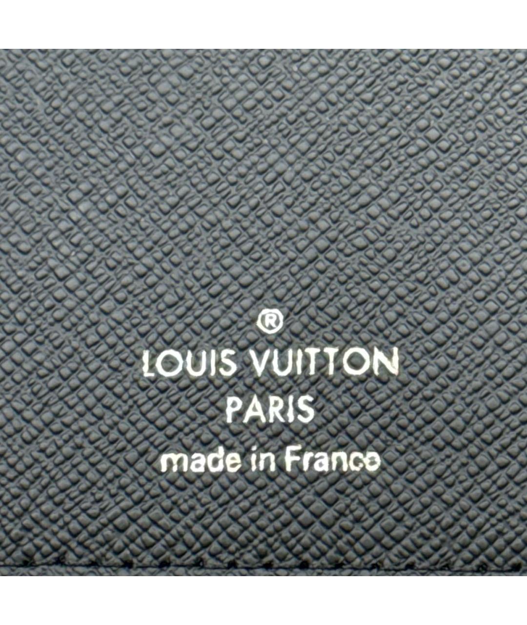 LOUIS VUITTON Антрацитовый кожаный кошелек, фото 7