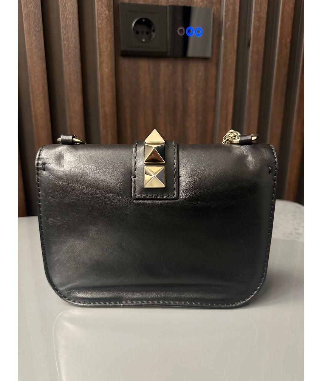 VALENTINO Черная кожаная сумка через плечо, фото 3