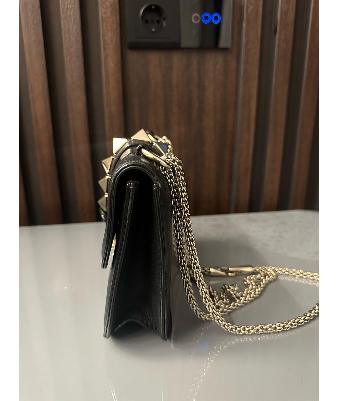 VALENTINO Черная кожаная сумка через плечо, фото 4