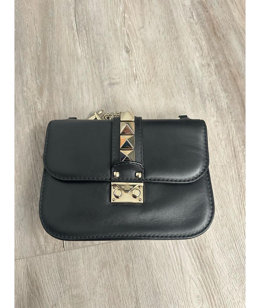 VALENTINO Черная кожаная сумка через плечо, фото 6