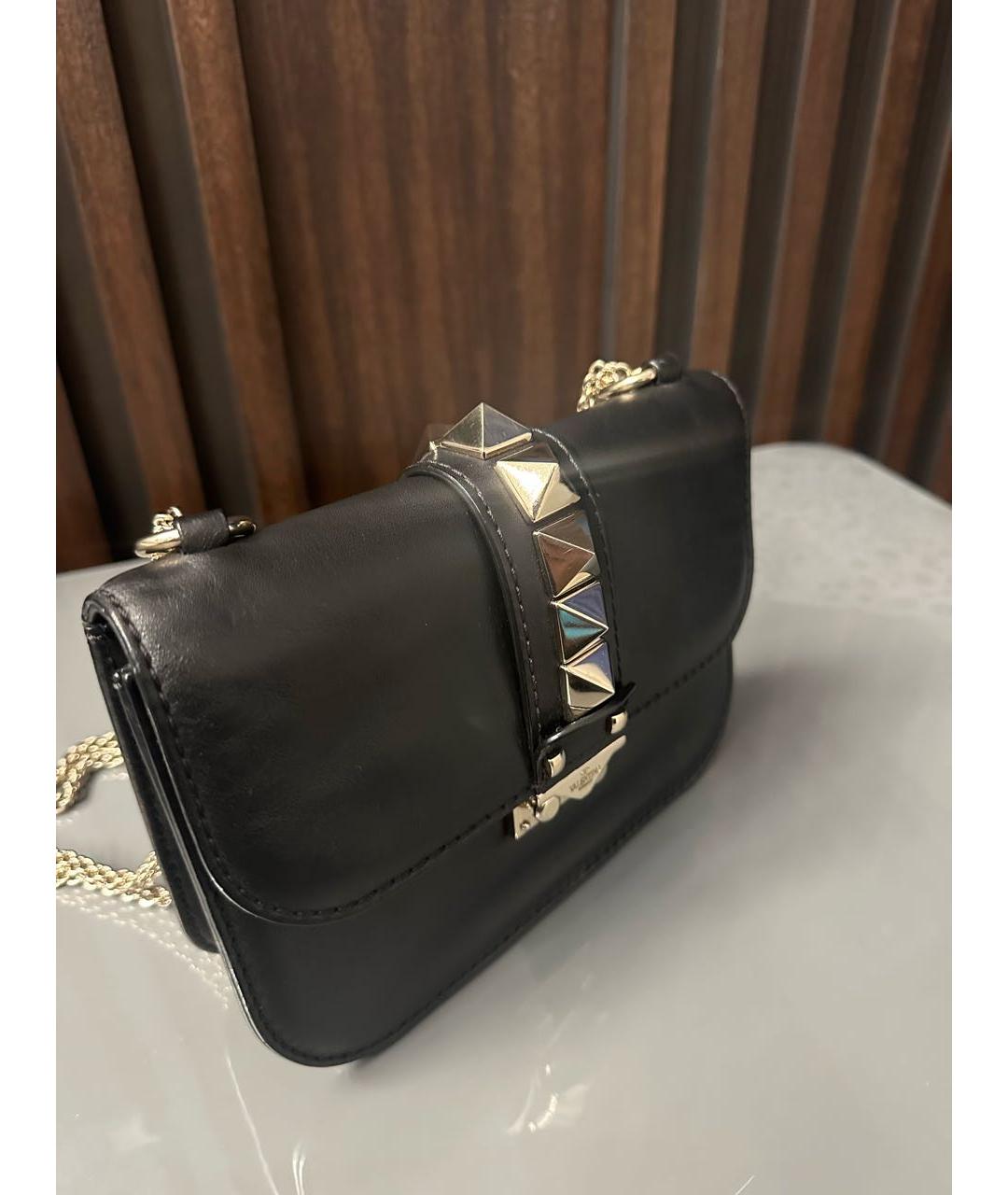 VALENTINO Черная кожаная сумка через плечо, фото 2