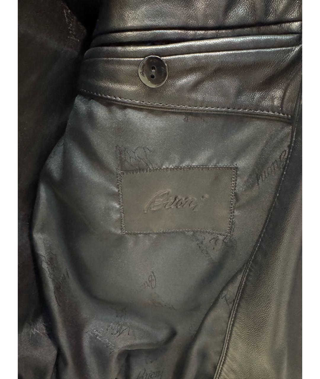 BRIONI Черная кожаная куртка, фото 3