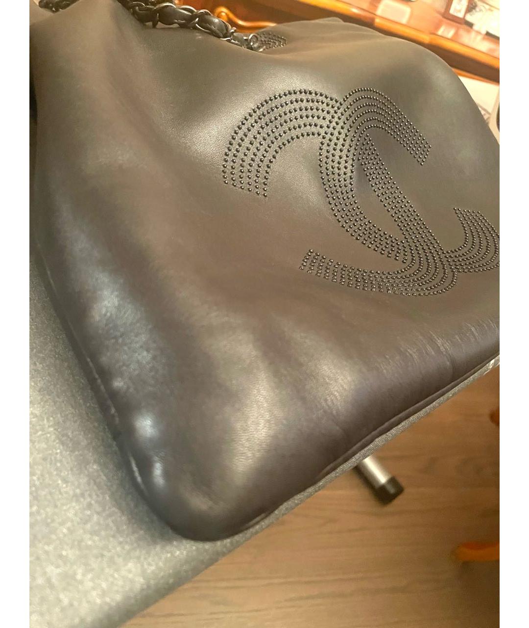 CHANEL Черная кожаная сумка тоут, фото 8