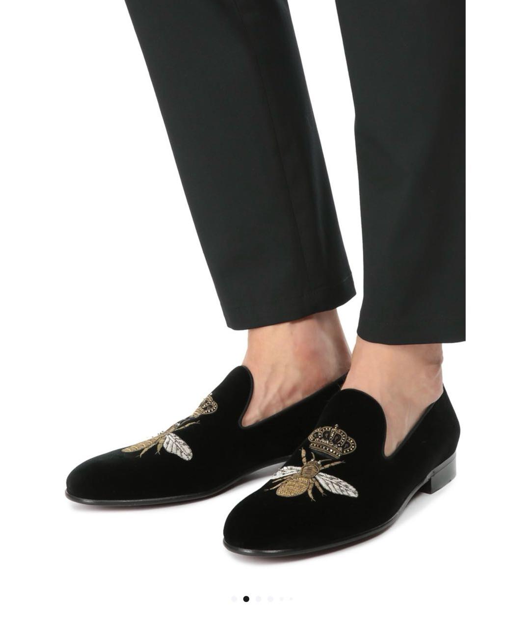DOLCE&GABBANA Черные бархатные лоферы, фото 5