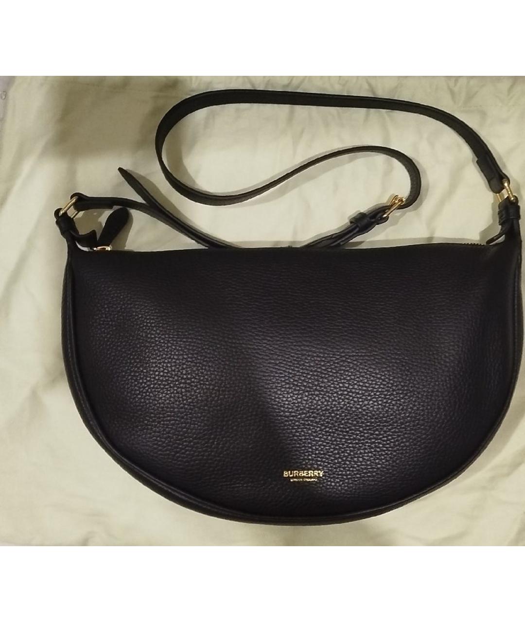 BURBERRY Черная кожаная сумка через плечо, фото 5