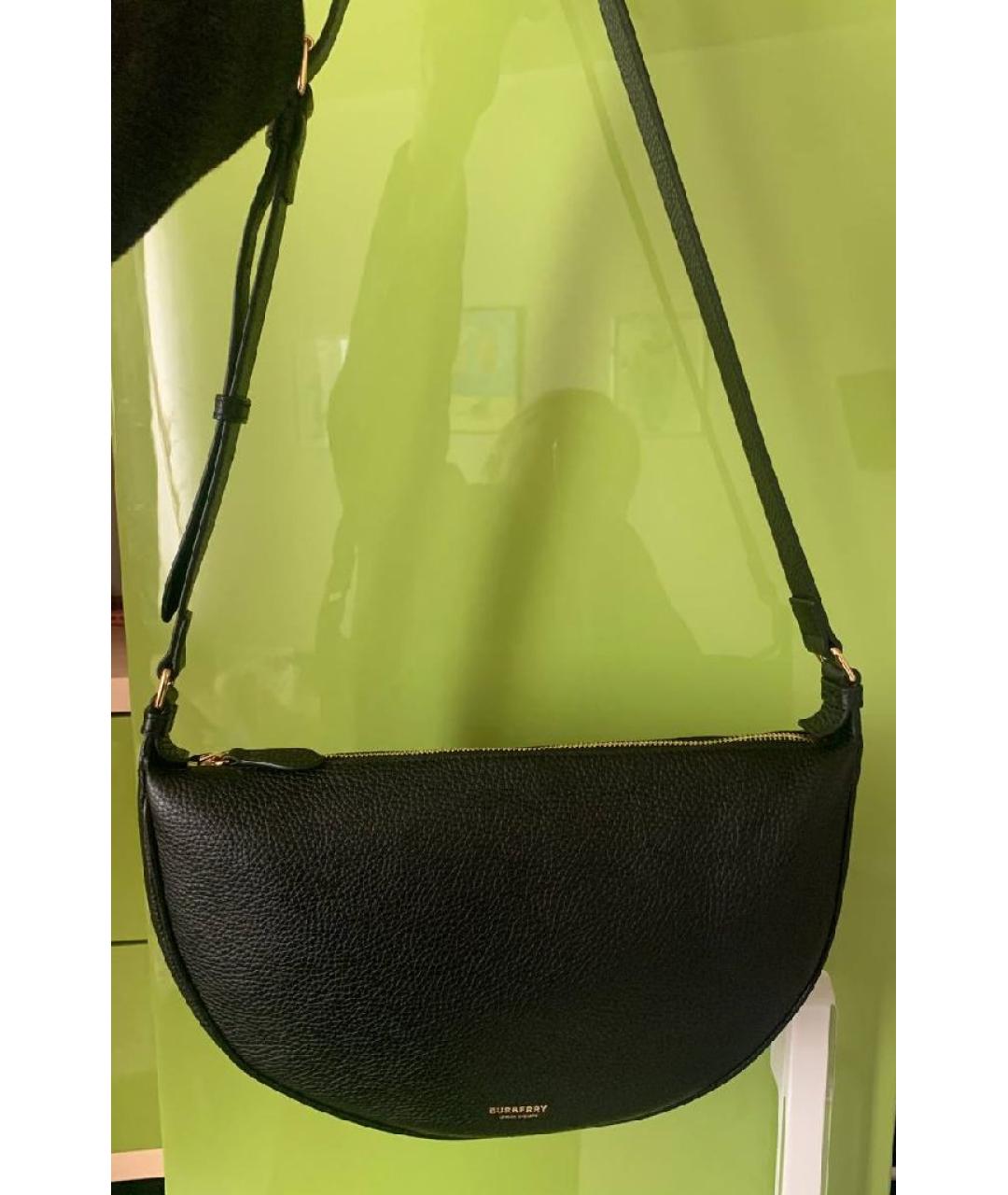 BURBERRY Черная кожаная сумка через плечо, фото 8