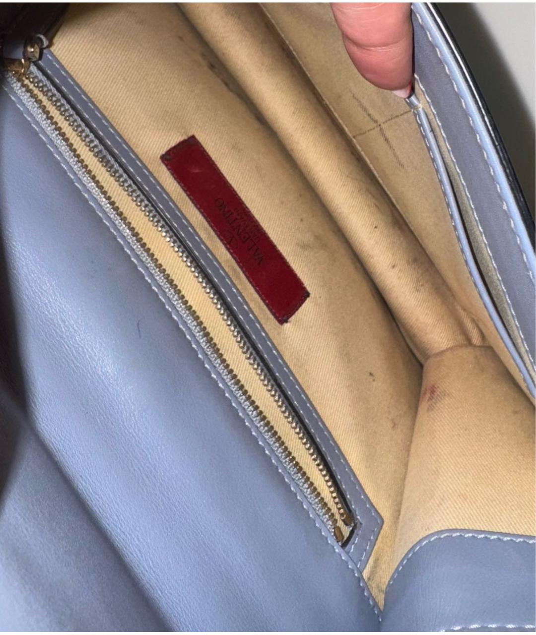 VALENTINO Голубая кожаная сумка через плечо, фото 5