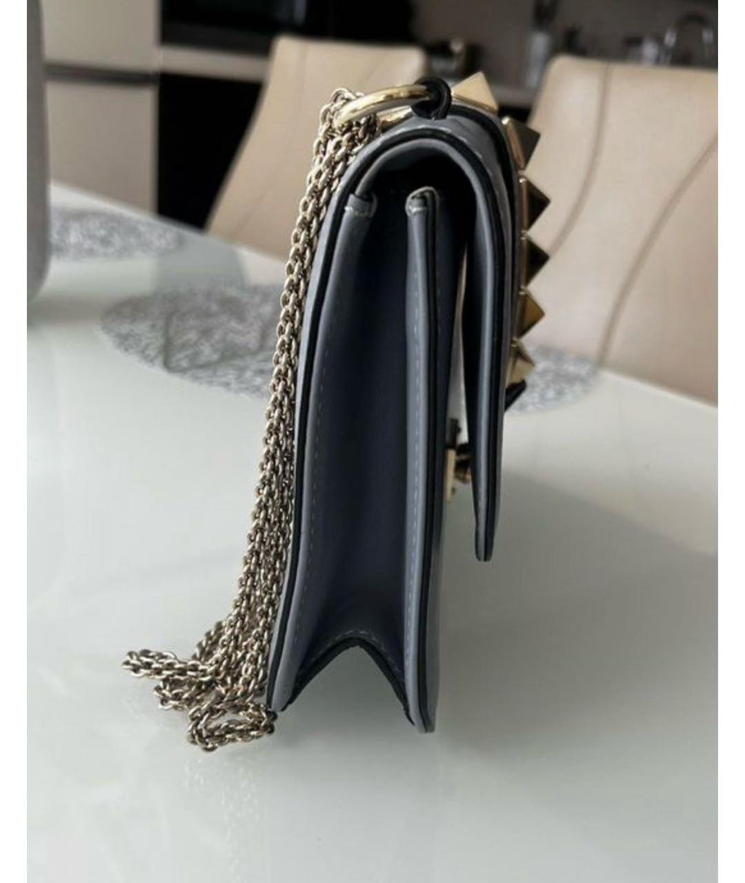 VALENTINO Голубая кожаная сумка через плечо, фото 3