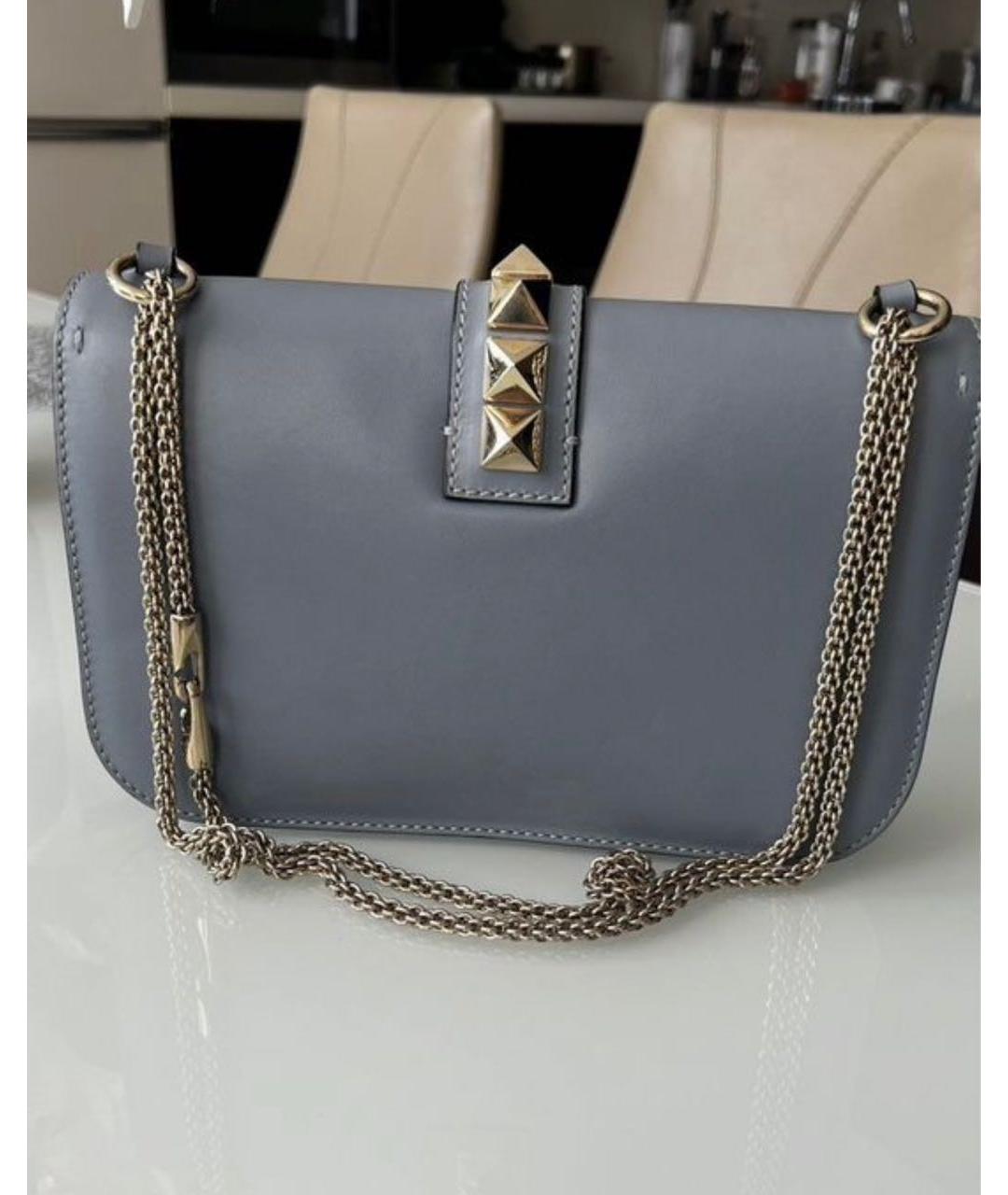VALENTINO Голубая кожаная сумка через плечо, фото 2