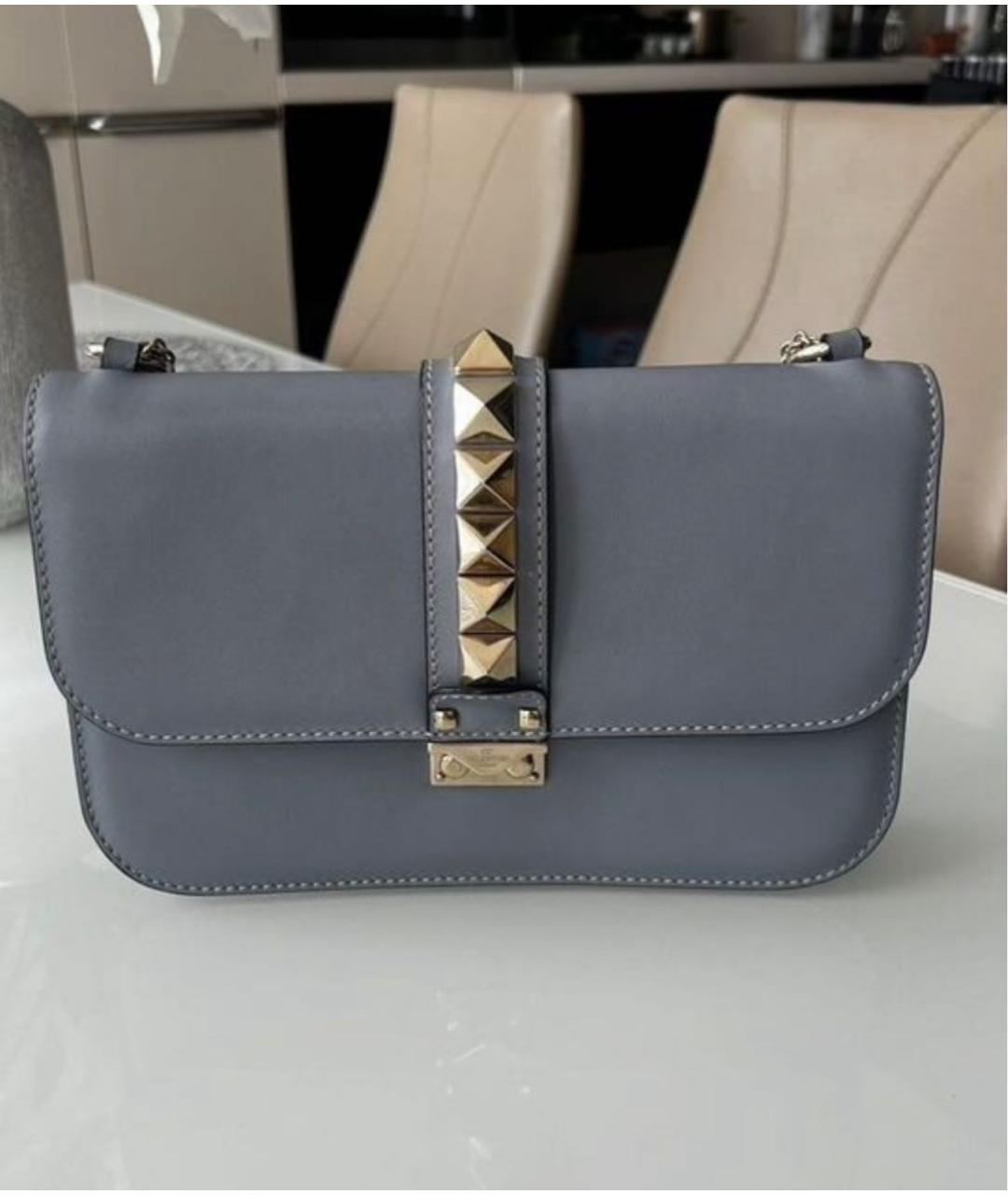 VALENTINO Голубая кожаная сумка через плечо, фото 6