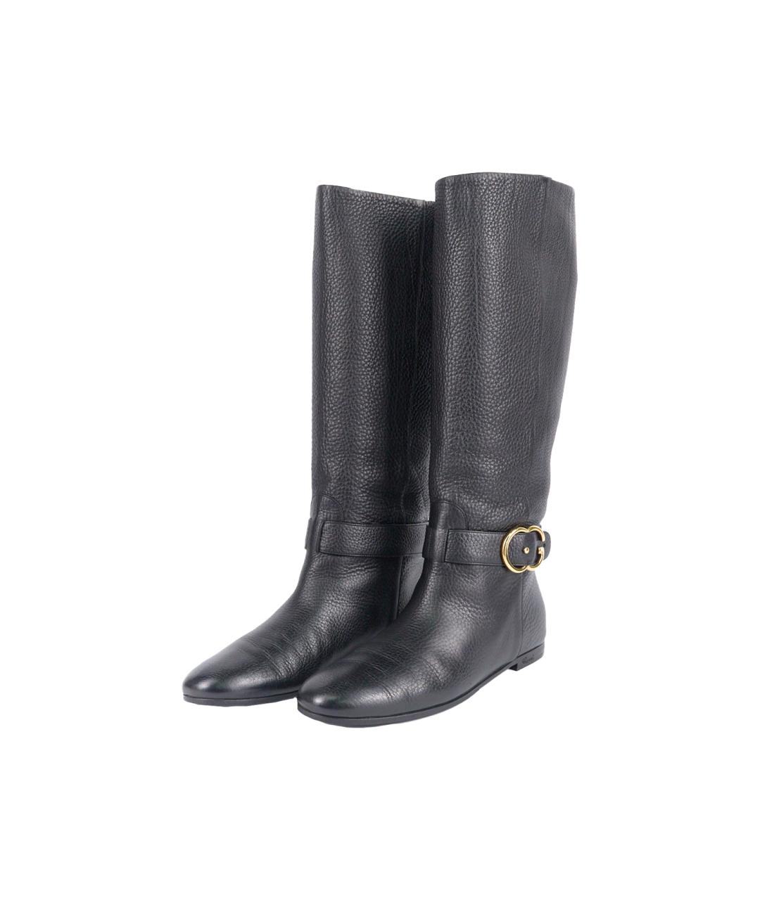GUCCI Черные кожаные сапоги, фото 3