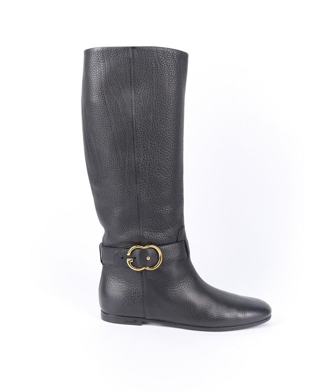 GUCCI Черные кожаные сапоги, фото 1