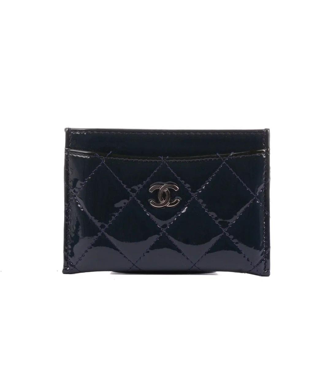CHANEL Темно-синий кардхолдер из лакированной кожи, фото 1