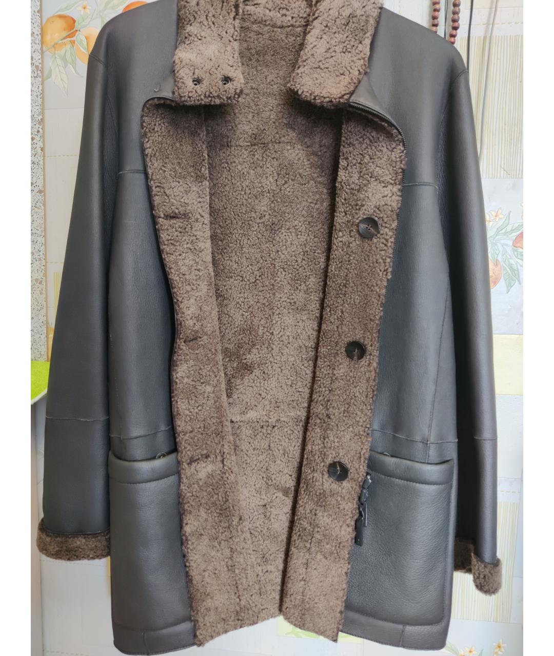 ARMANI COLLEZIONI Коричневая кожаная дубленка/шуба, фото 10