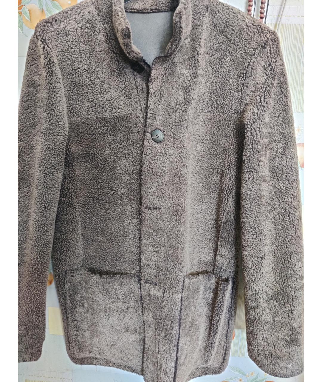 ARMANI COLLEZIONI Коричневая кожаная дубленка/шуба, фото 3