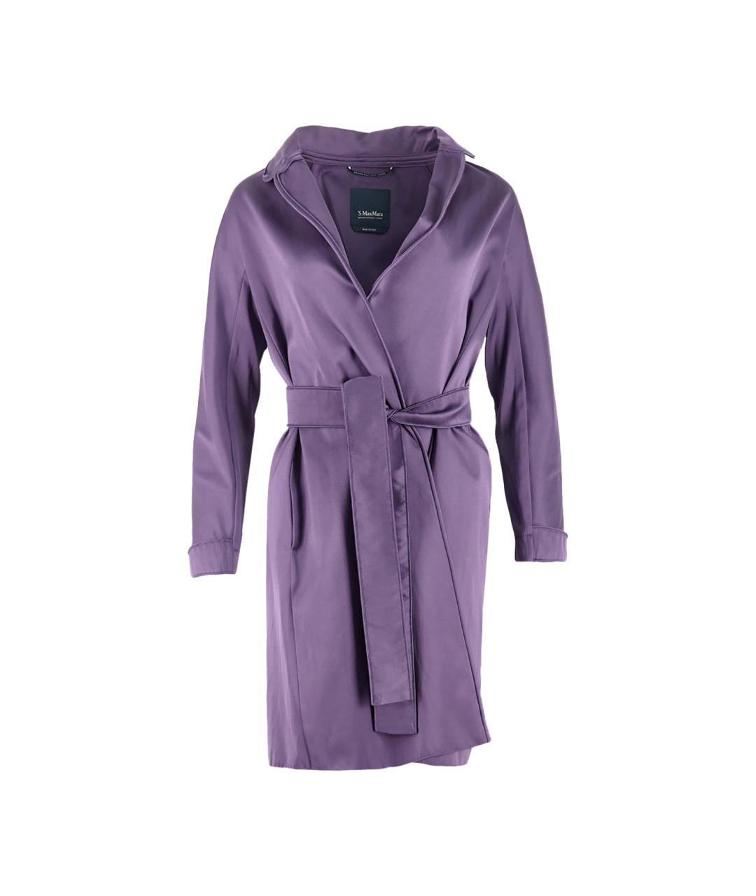 MAX MARA Фиолетовый полиэстеровый тренч/плащ, фото 1