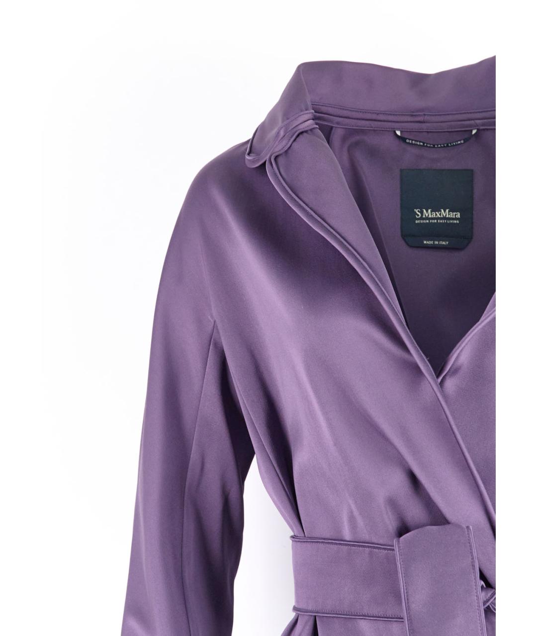 MAX MARA Фиолетовый полиэстеровый тренч/плащ, фото 5