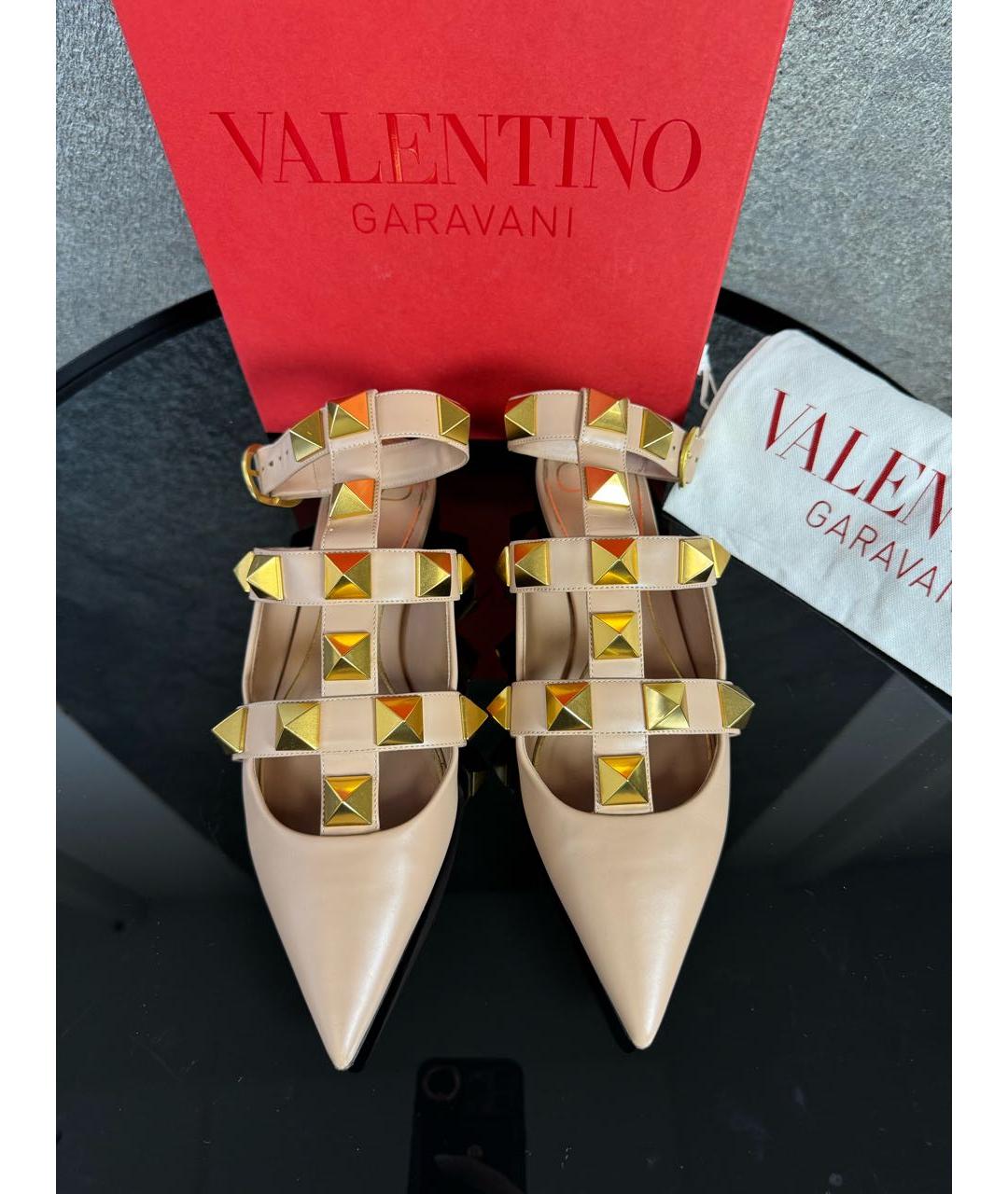VALENTINO Бежевые кожаные мюли, фото 2