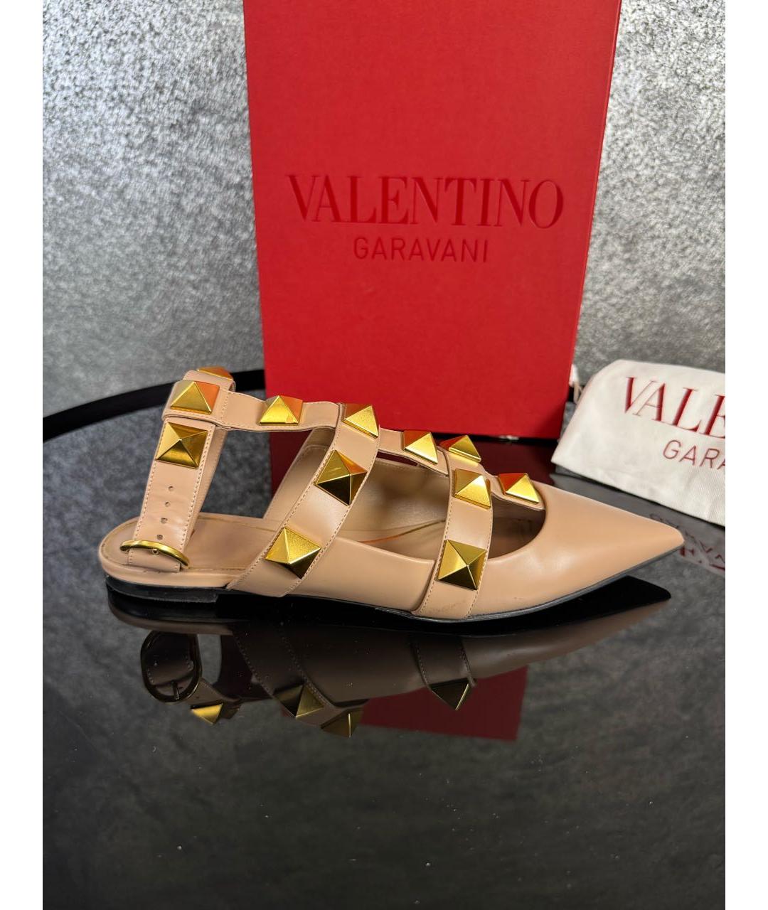 VALENTINO Бежевые кожаные мюли, фото 9