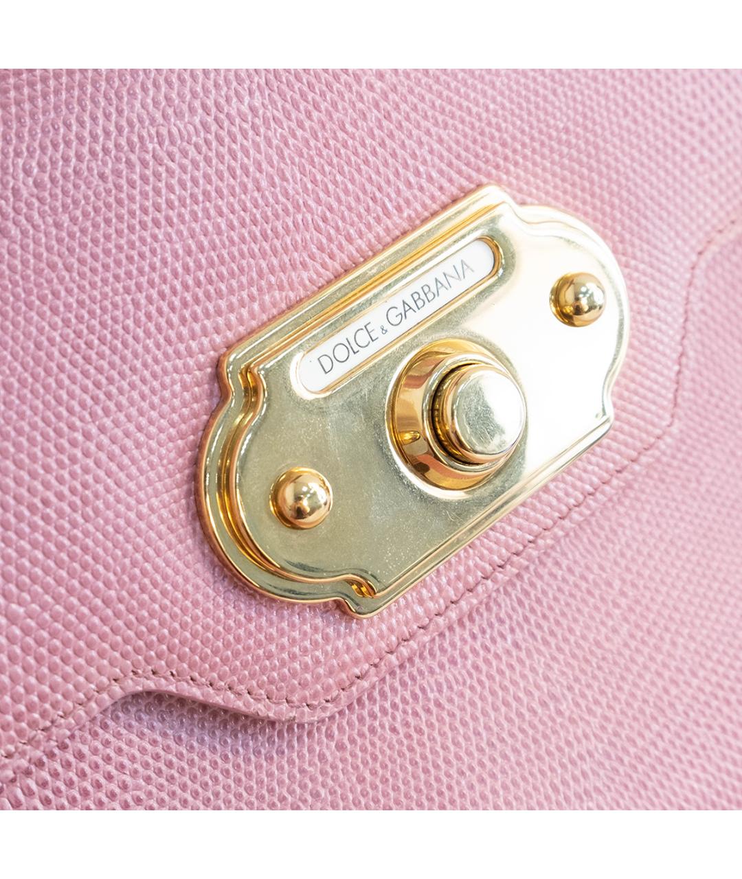 DOLCE&GABBANA Розовая кожаная сумка с короткими ручками, фото 4