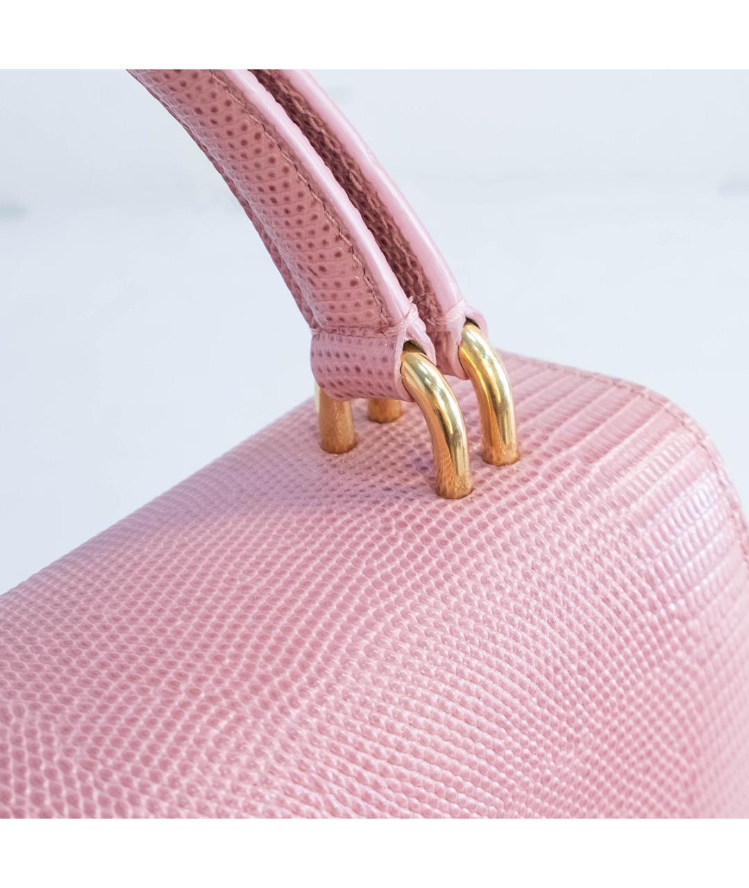 DOLCE&GABBANA Розовая кожаная сумка с короткими ручками, фото 5