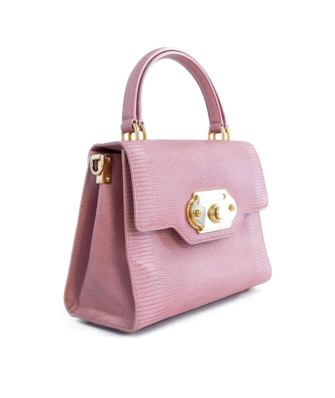 DOLCE&GABBANA Розовая кожаная сумка с короткими ручками, фото 2