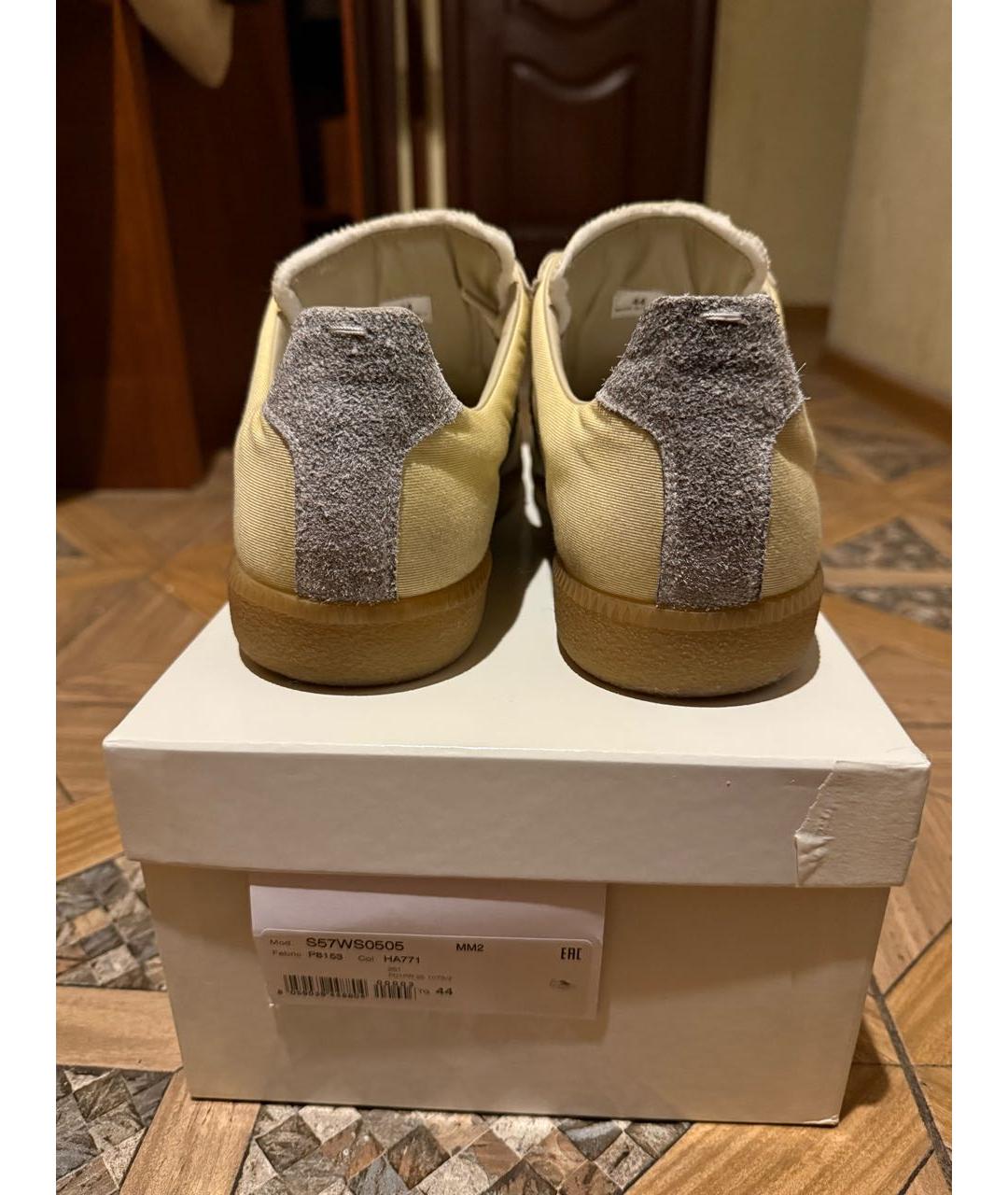 MAISON MARGIELA Бежевые текстильные низкие кроссовки / кеды, фото 4