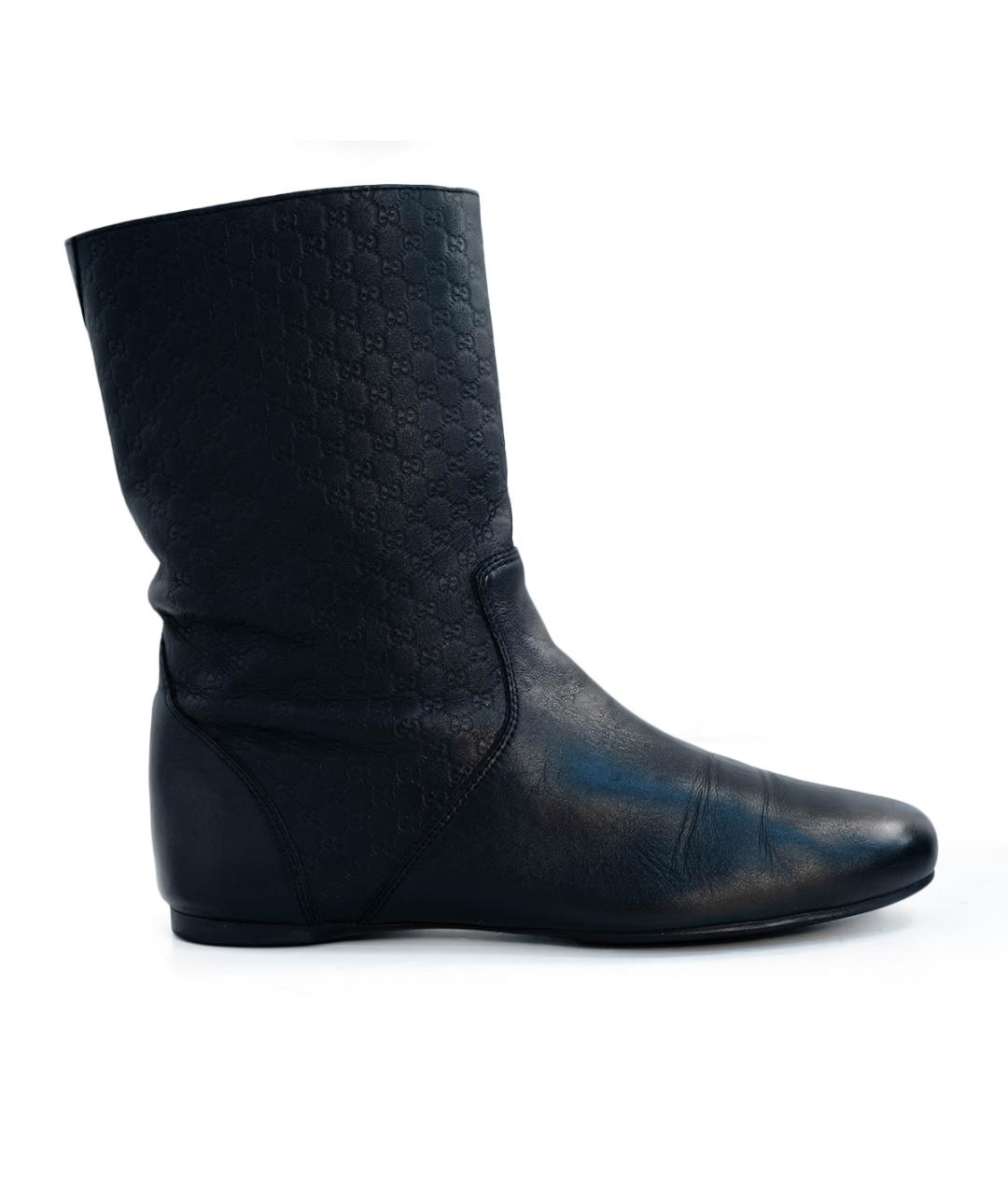 GUCCI Черные кожаные полусапоги, фото 1