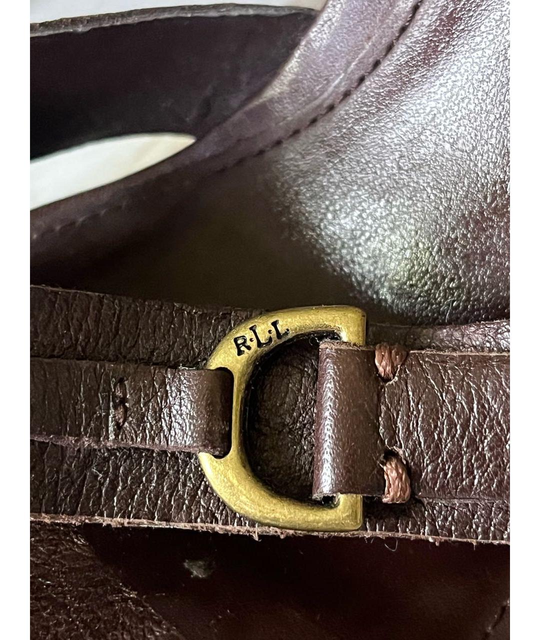 RALPH LAUREN Коричневые кожаные босоножки, фото 7