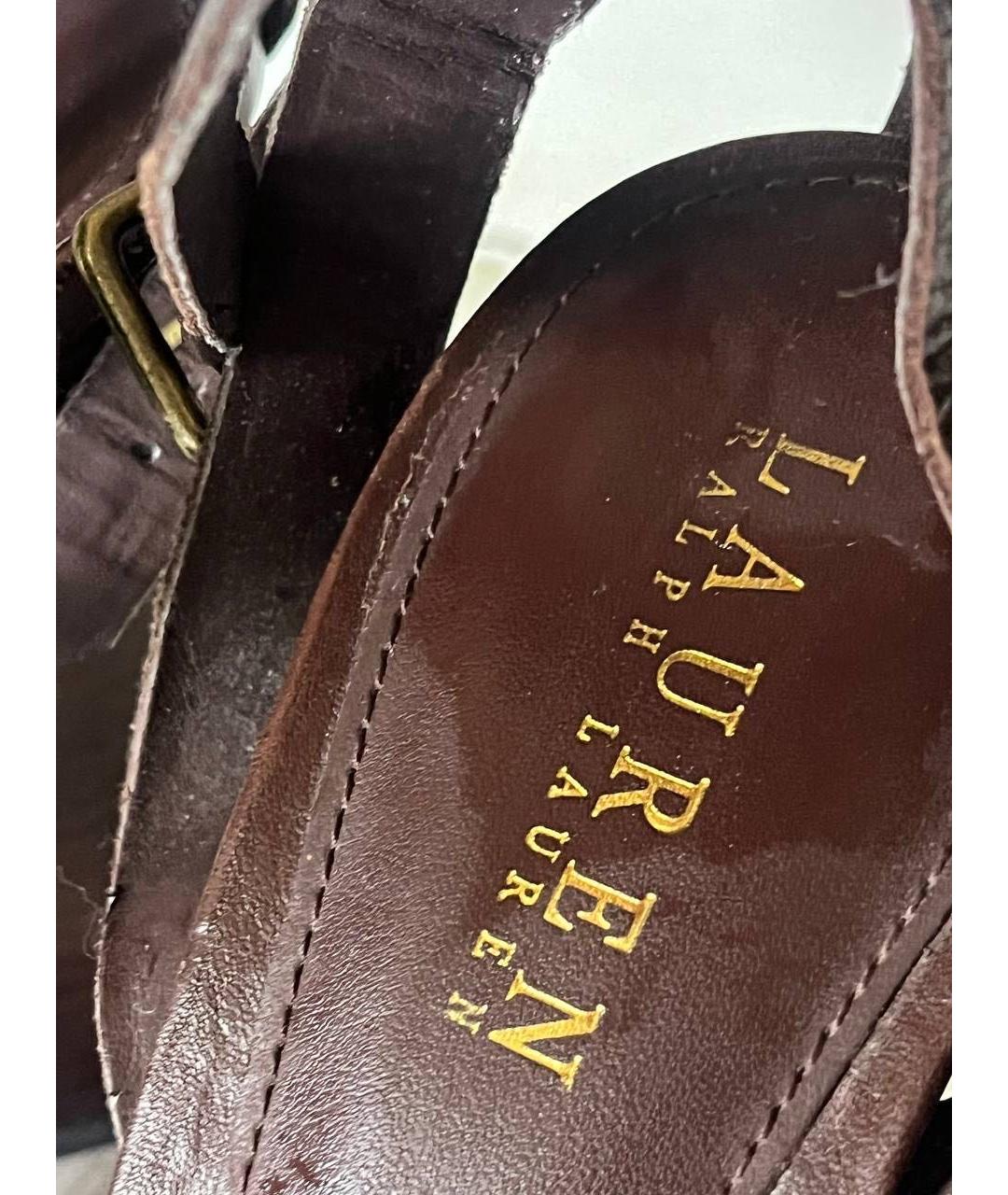 RALPH LAUREN Коричневые кожаные босоножки, фото 3