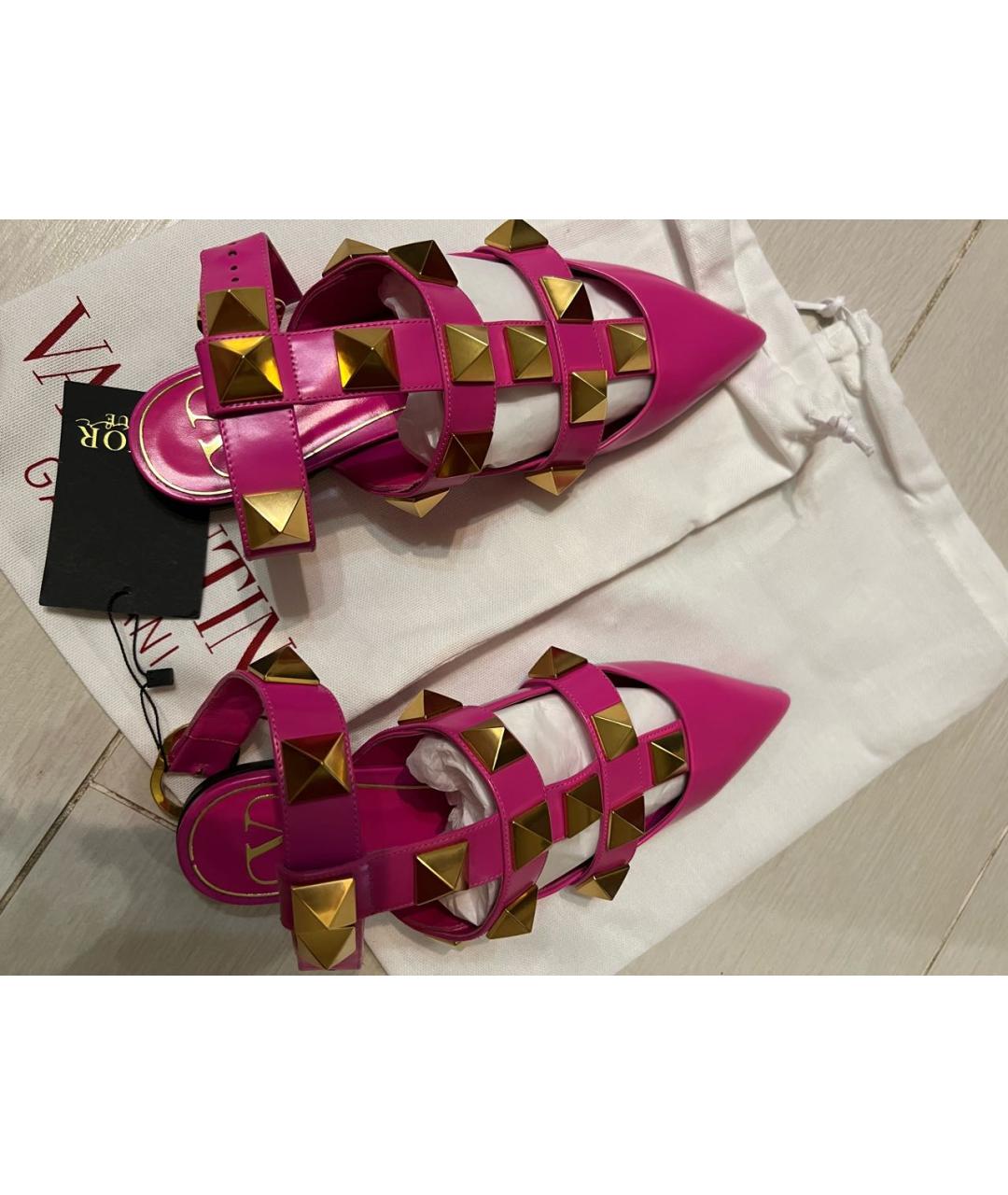 VALENTINO Фуксия кожаные мюли, фото 3